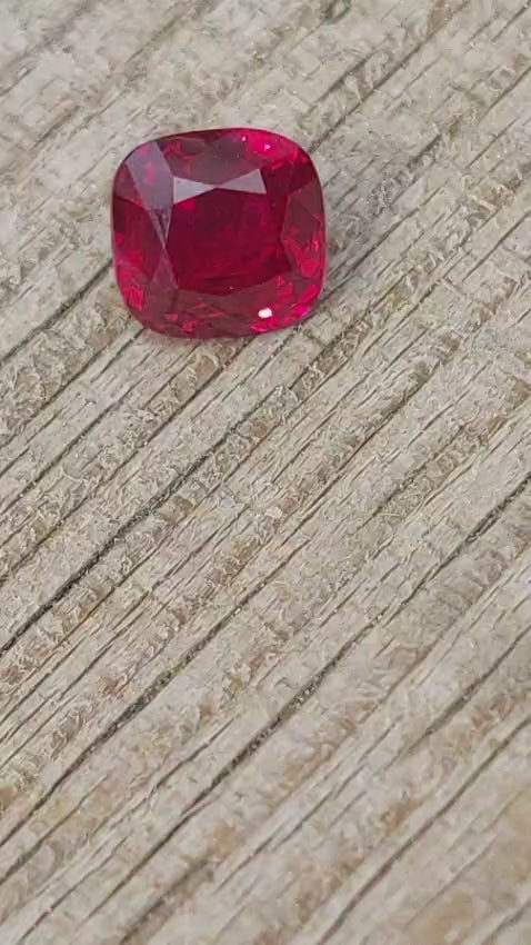 1.69 ct Natural Burmese Ruby – “Pigeon Blood Red”, Antique Cushion Brilliant/Step Cut, Untreated, SSEF Certified