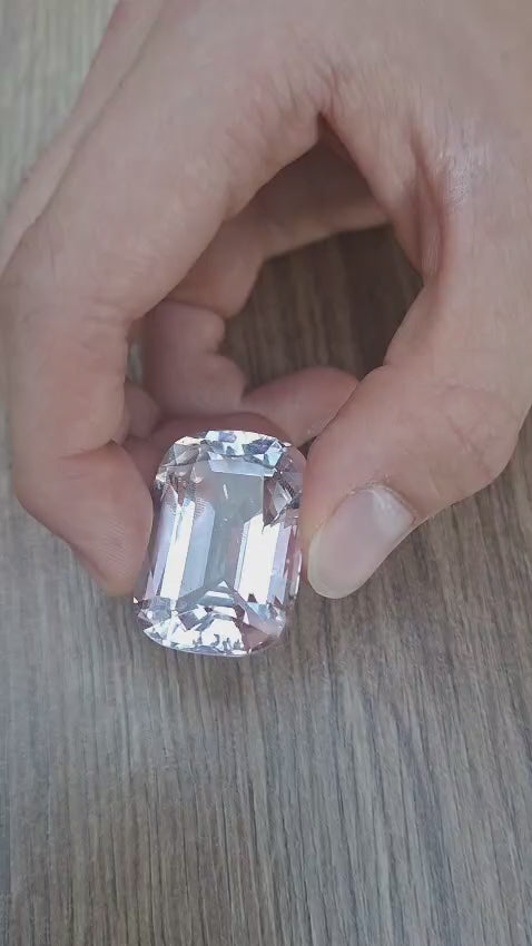 89.00 ct Natural Morganite – Cushion Cut, Investment Grade Collector’s Gem