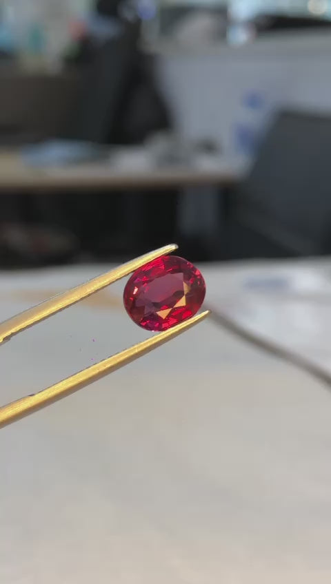 3.01 ct Natural Mozambique Ruby – Oval Cut, Untreated, AIGS Certified